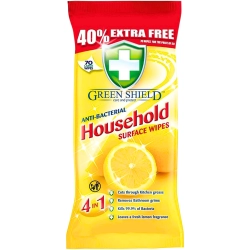 Green Shield Household Chusteczki do czyszczenia wszelkich powierzchni Antybakteryjne 50+20szt GRATIS